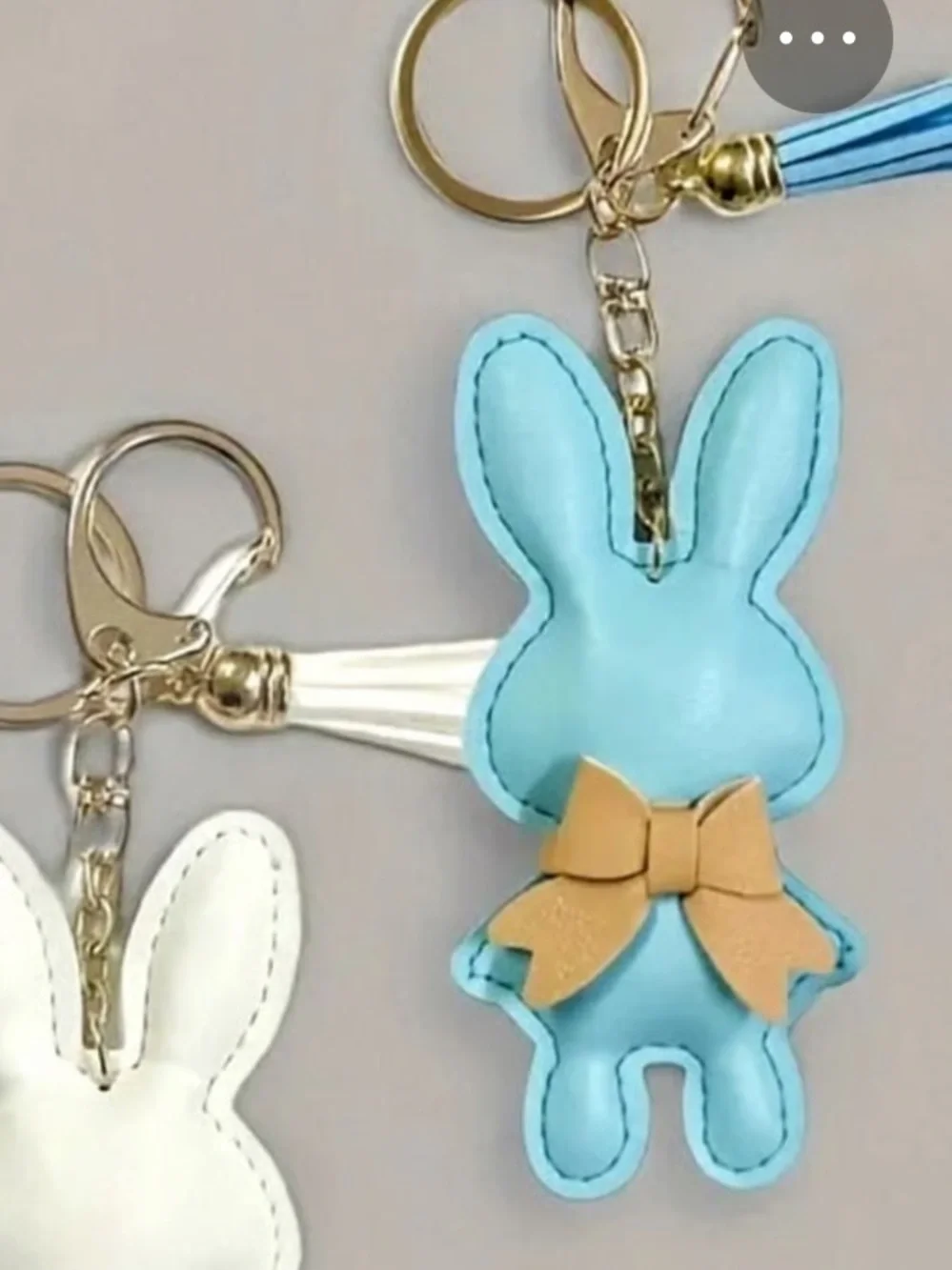 Bunny Faux Leather Tassel Bag Charm Keychain | Pink or Blue